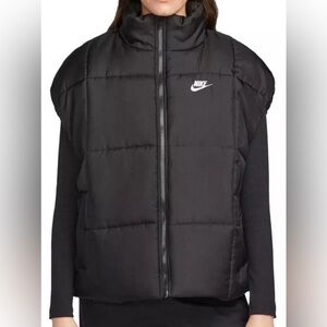 Nike Black oversized puffer vest.